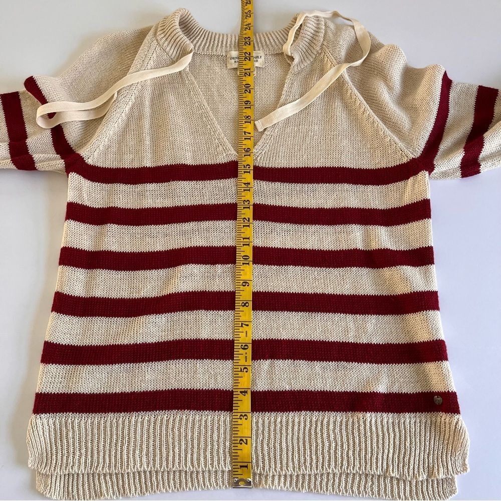 Denim & Supply Ralph Lauren Sz Large Red Cream Stripe Preppy 100% Linen Sweater - Picture 5 of 9